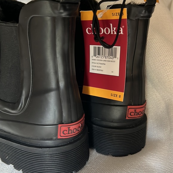 chooka LADIES WATERPROOF Black FAUX FUR LINED RUBBER RAIN BOOT - Picture 6 of 7